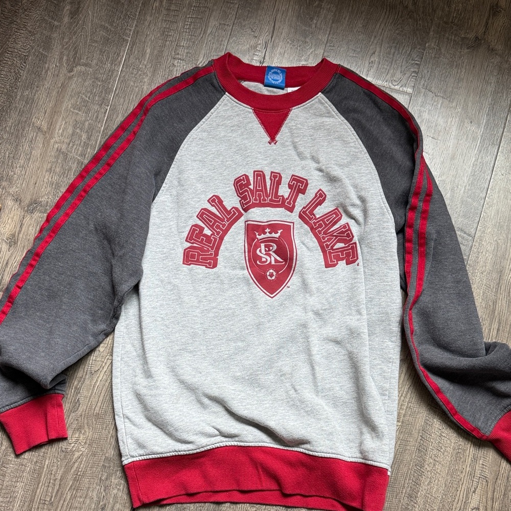 adidas Men's Grey and Red Real Salt Lake Crewneck Sweatshirt